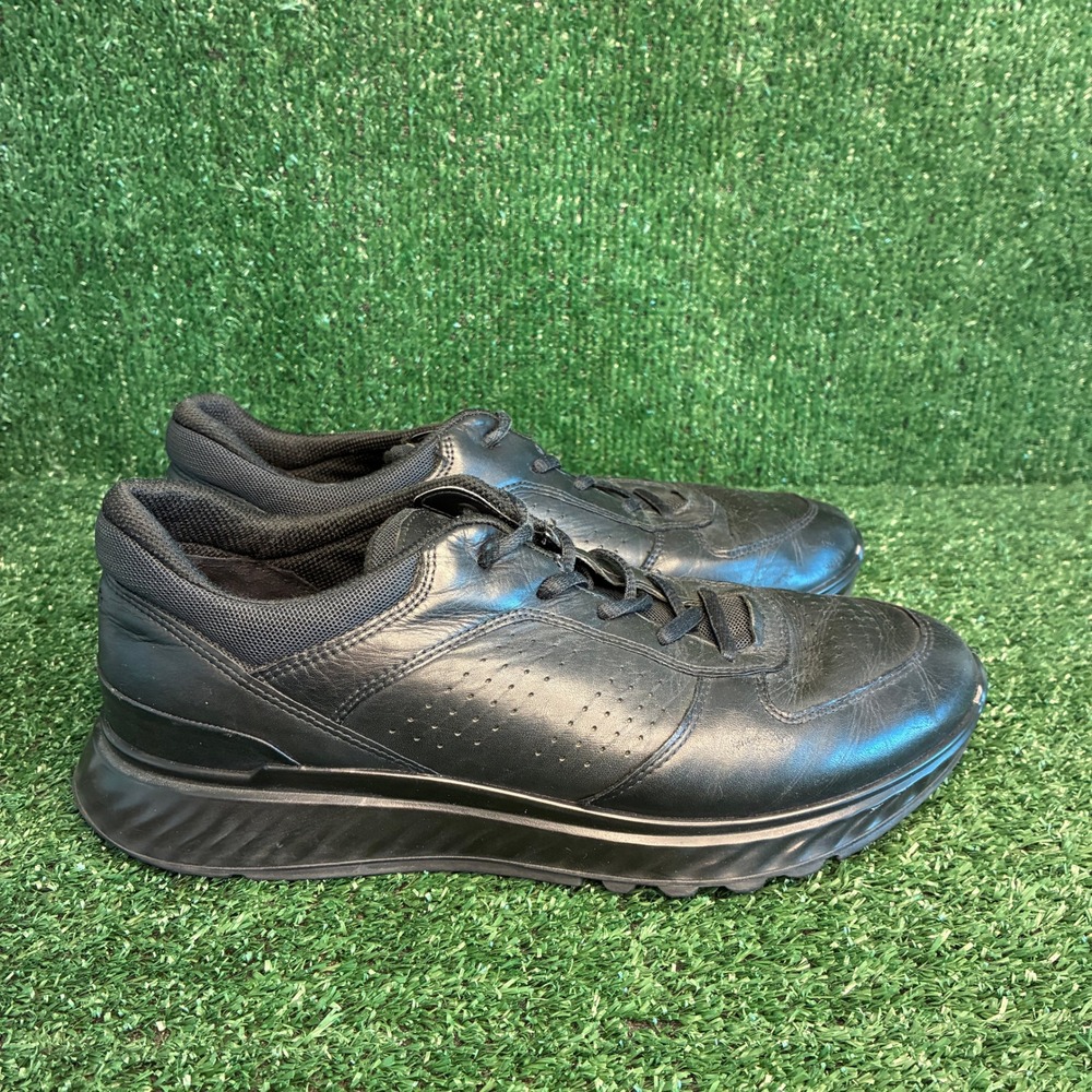 ECCO Exostride Perforated Leather Shock Thru Comfort Sneakers Black Mens Size 8